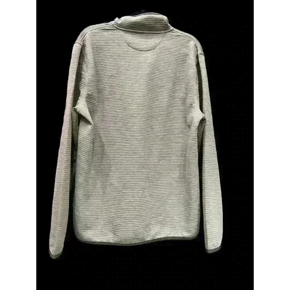 J.Crew Authentic Fleece‎ Size L 1/4 Button Grey Ribbed